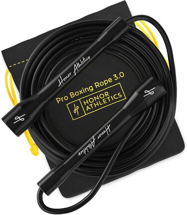 Стрибкове канат Honor Athletics Pro Boxing Seil 3.0 - 5.3 мм, для боксу, чорний