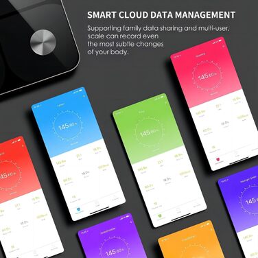 Інтелектуальна вага для вимірювання жиру та BMI з Bluetooth, 180 кг, чорна