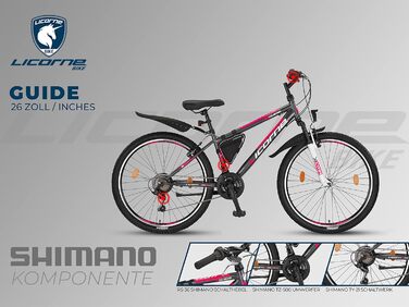 Гірський велосипед Licorne Bike Guide Premium 26 дюймів, 21 швидкість, для дівчат, хлопців, чоловіків і жінок