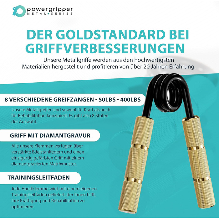 PowerGripper Metall - Тренажер для рук та зап'ястя (до 160 кг) Gold | Power RPM