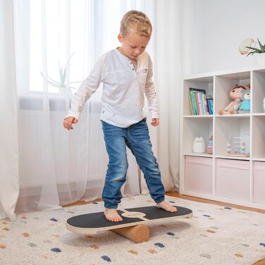 Балансборд дерев'яний для дорослих та дітей: тренування координації, фізіотерапія, серфінг, скейтборд, фітнес, кросфіт, йога. З матом та без. 80x30 см. Натуральне дерево