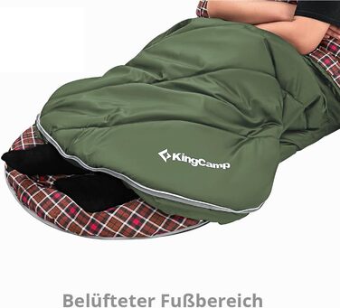Сплячий мішок KingCamp Freespace 250 Winter -8°C, широкий, з бавовни, оливковий