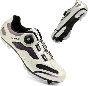 Велосипедні черевики MTB для чоловіків та жінок, сумісні з SPD, унісекс, для катання на гірському велосипеді, з клітами, 46 EU, сріблясті