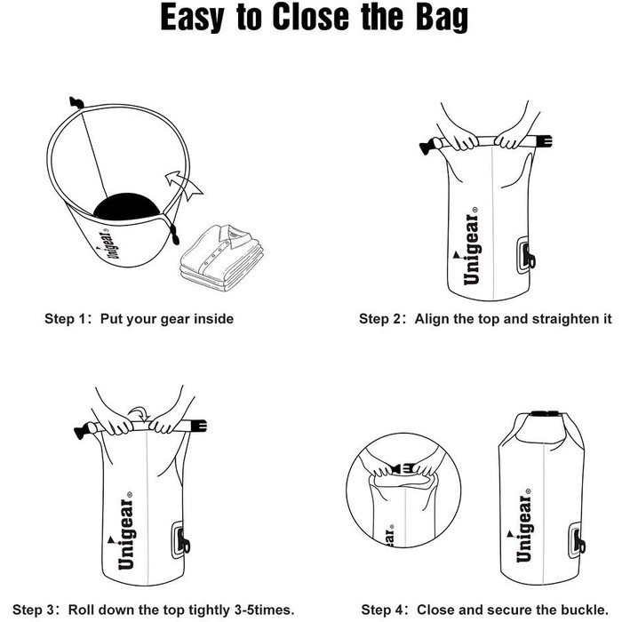 Водонепроникний мішок Unigear Dry Bag 30L (армійний зелений) – 2L/5L/10L/20L доступні – для каякінгу, риболовлі, кемпінгу та пляжу
