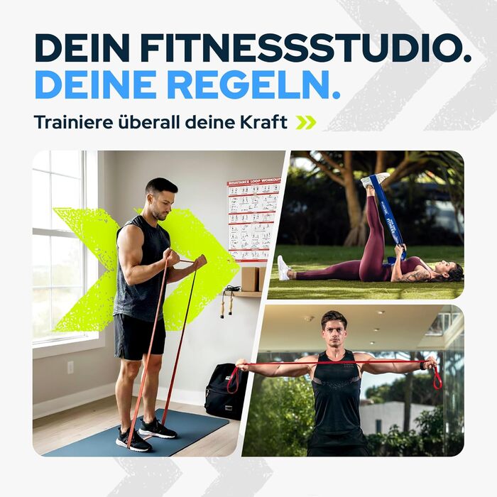 Резинки для кроссфіту Klimmzugband: Набір для тренувань, сили, мобільності та реабілітації. 4 шт. (Lila, Schwarz, Rot, Gelb)