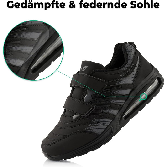 Кросівки для бігу жіночі та чоловічі з амортизацією, спортивні, легкі, чорні, 45 EU