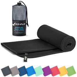 Рушник з мікрофібри Fit-Flip 90x180 см - спортивний, для подорожей та пляжу, швидковисихаючий, чорний