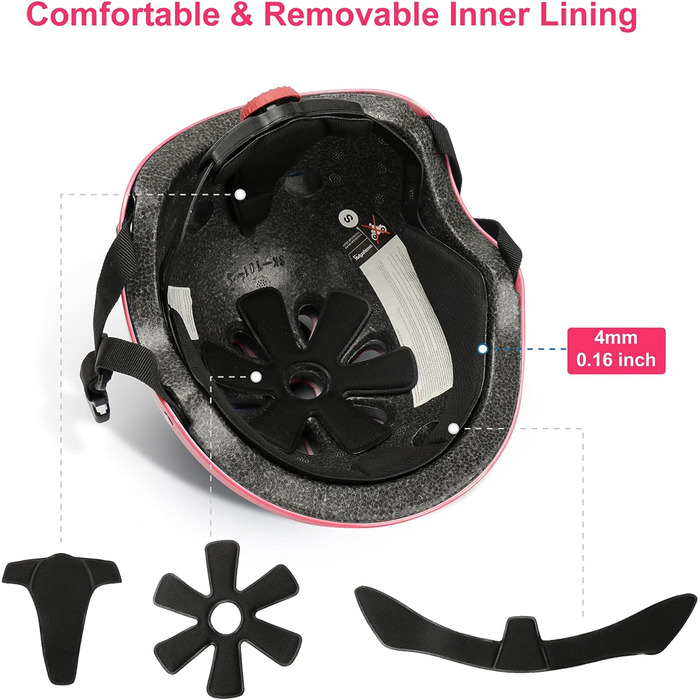 Дитячий шолом KAMUGO для ролерів та велосипеда, 2-8 років, з комплектом захисту (коліна, лікті, зап'ястя), рожевий