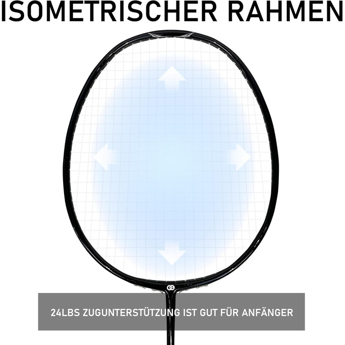 Набір для бадмінтону OGEENIER: 2 ракетки, 2 обмотки, 2 волана, 1 ракетка з сумкою (білий/чорний)