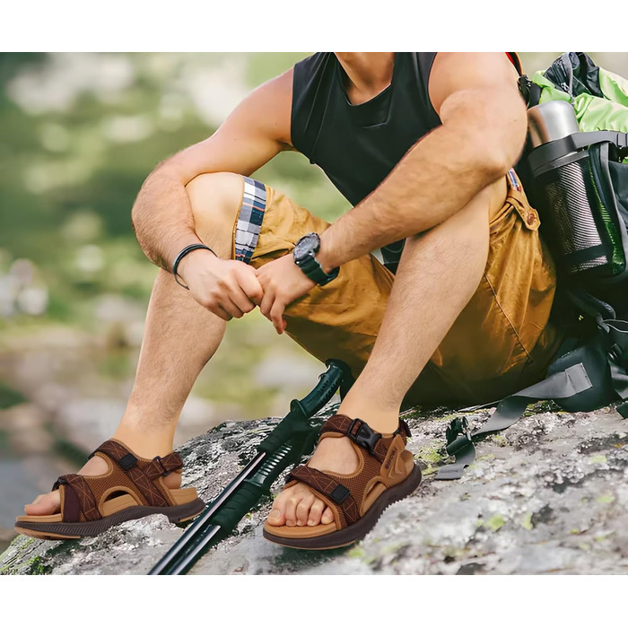 Чоловічі сандалії ONCAI Wandersandalen - сірі, для пляжу, трекінгу та водного спорту, з регульованими ремінцями (49 EU)