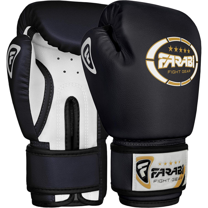 Боксерські рукавички Farabi для дітей 4 oz – MMA, Муай Тай, Кікбоксинг, Спарринг, Тренування (5-10 років, Чорний)