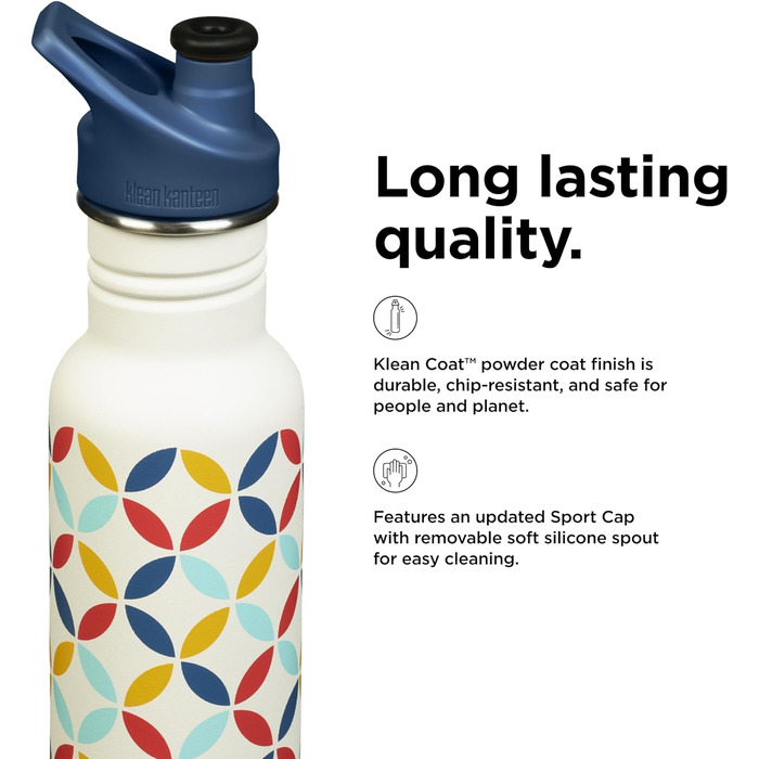 Пляшка для води Klean Kanteen Classic Narrow Retro-Punkt 532 мл, сталева, вузька горловина