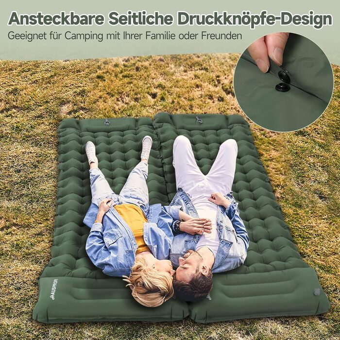 Килимок туристичний самонадувний HAUSPROFI, Ultraleicht, для кемпінгу, з помпою та подушкою, армійний камуфляж