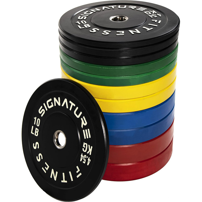 Олімпійські диски Signature Fitness зі сталевою втулкою, 5,1 см, набір 117,9 кг, кольорові