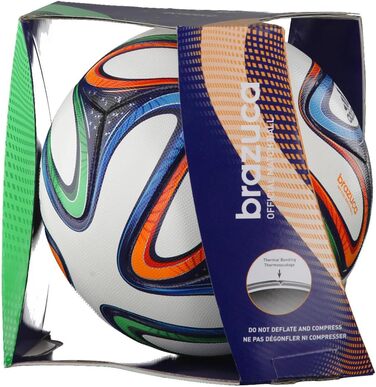 Офіційний футбольний м'яч adidas Brazuca, розмір 5, білий/синій/кольоровий