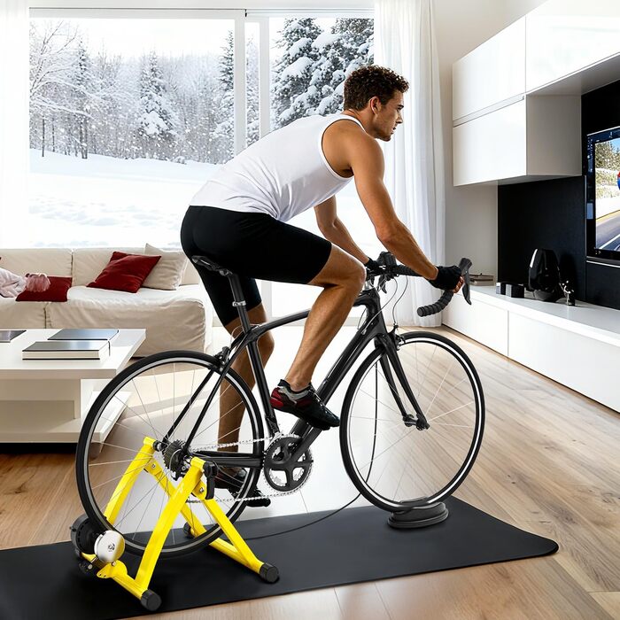 Роликовий тренажер Sportneer для велосипеда - магнітний ролик з 6 рівнями опору для велотренувань вдома (жовтий)