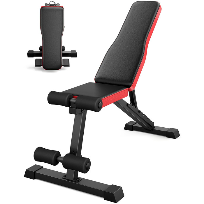 Регульована складана лава для тренувань з 9-рівневим налаштуванням спинки, чорна. Максимальне навантаження: 300 кг