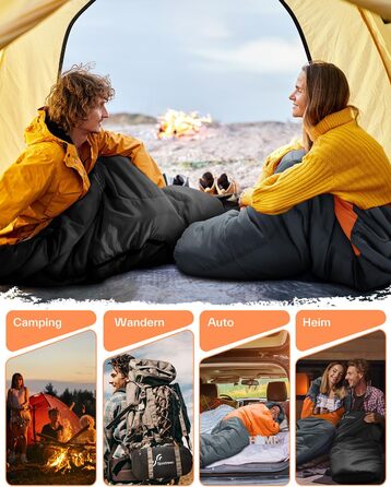 Сплячий мішок Sportneer - компактний та ультралегкий (950г/1500г) - кокон для відпочинку на природі, літній спальний мішок / 3-4 сезони для чоловіків, жінок, дорослих, помаранчевий колір. Підходить для кемпінгу та відпочинку на природі.