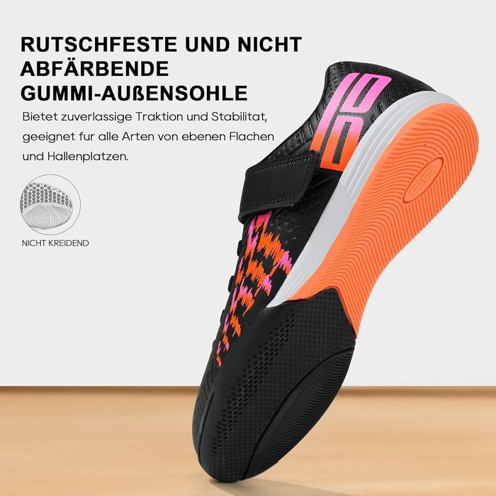 Дитячі футзальні кросівки JABASIC для залу, чорно-помаранчеві, 37 EU