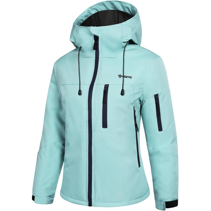Жіноча лижна куртка GEMYSE з інтегрованими захисними ременями, тепла зимова куртка, водонепроникна, вітронепроникна та дихаюча, для активного відпочинку на природі (Morgenvioett, S, Wasserblau)