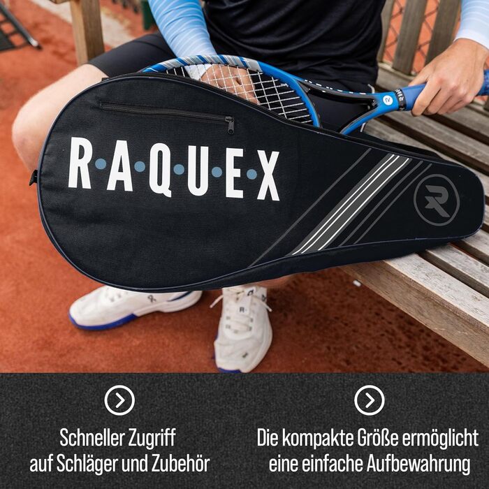 Сумка для тенісу Raquex (синя або чорна) для 2 ракеток + аксесуари, плечовий ремінь