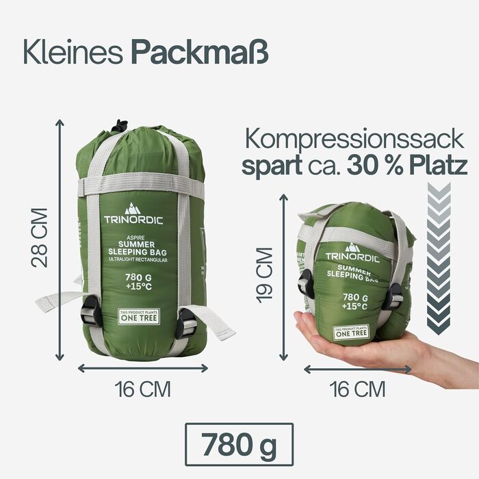 Спальний мішок Trinordic 780g Ultraleicht - легкий, компактний для кемпінгу, трекінгу та байкпакінгу