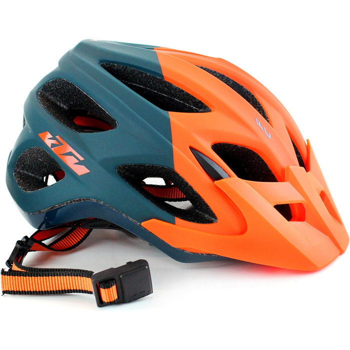Велошолом KTM Factory Character 2021 з магнітною застібкою Fidlock, помаранчево-матовий/петрол, розмір 54-58 см