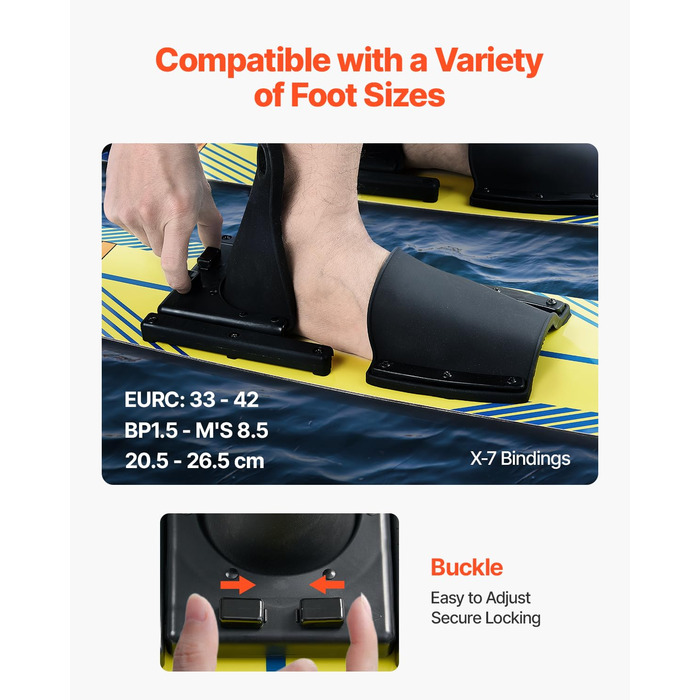 Воднолижне обладнання VEVOR для підлітків: комплект з регульованими кріпленнями X-7, подвійним тросом та знімною стійкою, до 136 кг