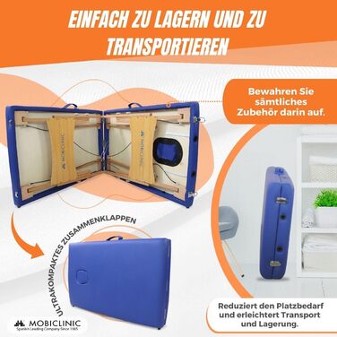 Масажний стіл Mobiclinic CM-01 Light, 186x60 см, складаний, блакитний, для фізіотерапії