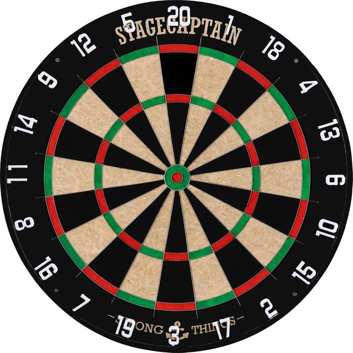 Дартборд Stagecaptain DBS-1715C Bullseye Champion з дротами – професійна стілдардс-дошка з сизалю з 6 дротиками та 4 наборами хвостовиків