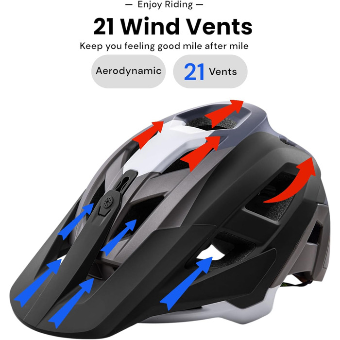 Шолом для гірського велосипеда/MTB/E-bike: регульований, чорно-сірий, 54-61 см