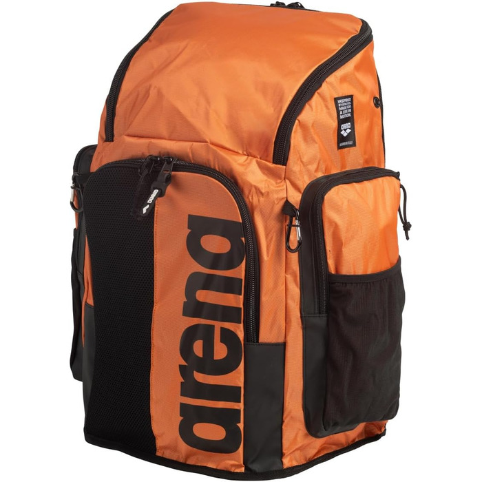 Рюкзак Arena Team Backpack 45 л, спортивний, для плавання і подорожей, з відділенням для мокрого одягу, посилене дно, помаранчевий Sunset Chevron
