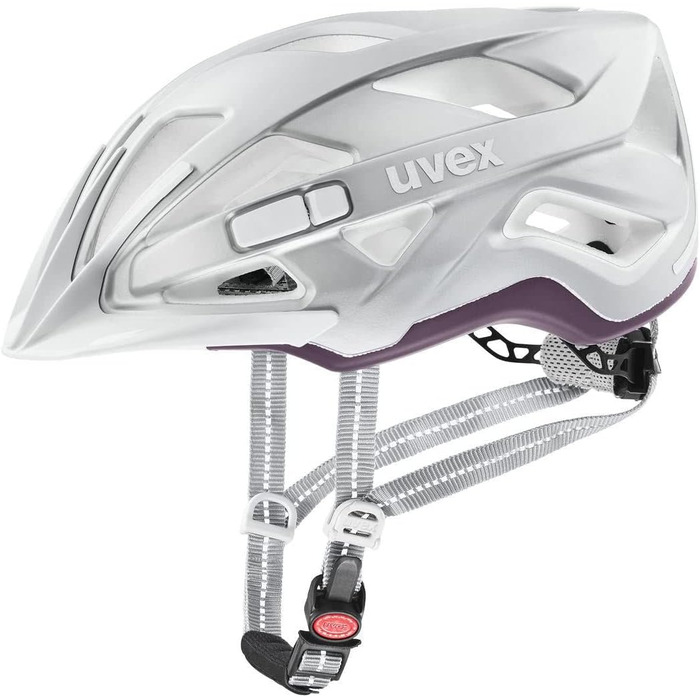Велосипедний шолом Uvex City Active для міста з LED-ліхтарем, універсальний розмір 52-57 см, сріблясто-сливовий матовий, для жінок і чоловіків