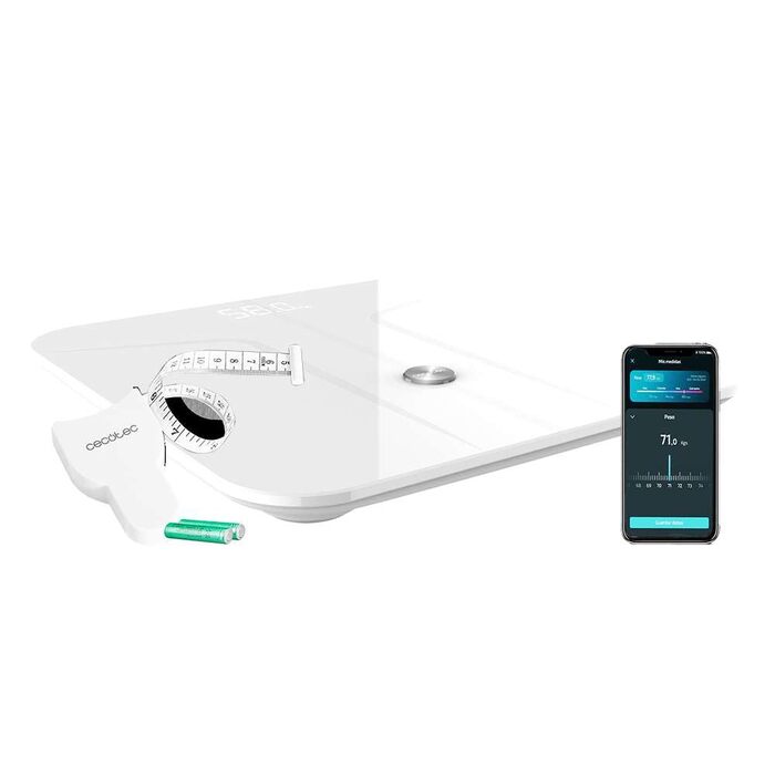 Розумні електронні ваги Cecotec Surface Precision 9750 Smart Healthy з біоімпедансом, Bluetooth, 10 параметрів тіла, загартоване скло (Білий, 31x31 см)