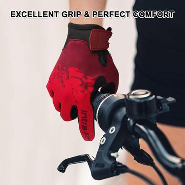 Велосипедні рукавички для чоловіків та жінок, сенсорні, дихаючі, легкі, для шосейних велосипедів, Outdoor-спорт, будівництво (M, Червоний)
