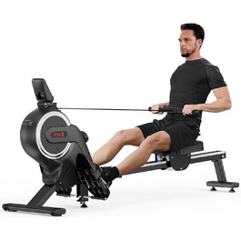 Дріпекс - тренажер для дому, бігова доріжка для веслування, до 160 кг, 16 рівнів опору, Bluetooth, LCD, тихий, чорний