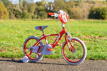 Дитячий велосипед Huffy Glimmer 18 дюймів червоний для дівчаток 6-8 років, легка швидка збірка, зі стабілізаторами