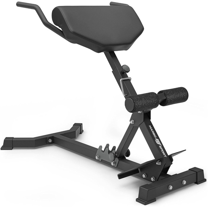 Гіперекстензія Marbo Sport MS-L108 2.0 для спини, регульований кут, посилена конструкція, чорний колір, вироблено в ЄС