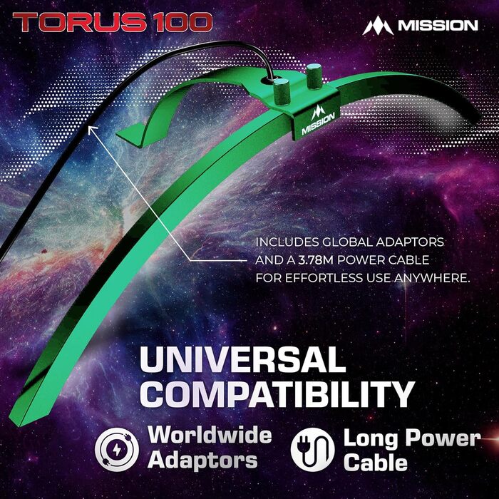 LED-дартс мішень Mission Darts TOR100 Torus 100, складана, портативна, з підсвіткою, металік-зелена