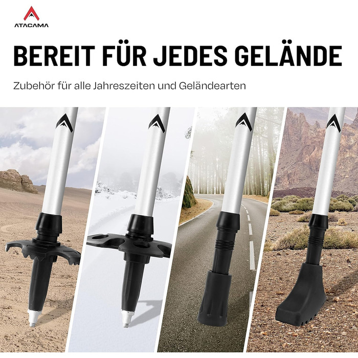 Телескопічні палиці для скандинавської ходьби та трекінгу ATACAMA, карбон та алюміній, з корковими ручками, складні, 270 г