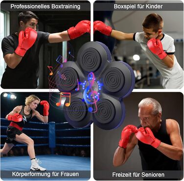 Музична боксерська машина з Bluetooth, LED-підсвічуванням та регулюванням інтенсивності, для дорослих та дітей, для зняття стресу