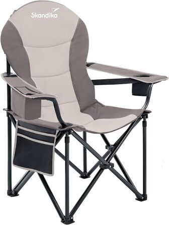 Крісло для кемпінгу Skandika Relax Comfort: зручне, складне, з підстаканником та ізольованим відділенням, до 160 кг, сіре