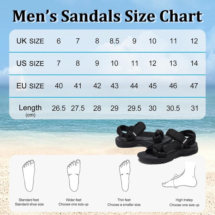 Чоловічі трекінгові сандалі SYKT для туризму та відпочинку на природі (чорні, 43 EU)