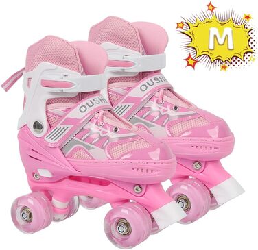 Дитячі ролики Supfine – регульовані, з підсвічуванням, розмір 31-38 (S/M), для дівчаток та хлопчиків, рожеві