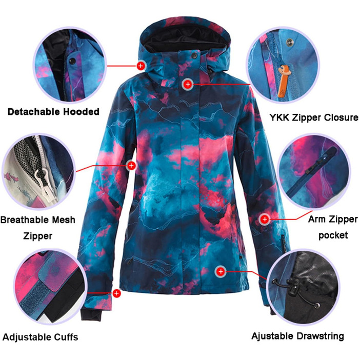 Костюм для сноубордингу та катання на лижах ALSOGO: комплект куртка та штани, водонепроникний, вітрозахисний, для сноубордингу, лиж, альпінізму (S, SMNGN+Black)