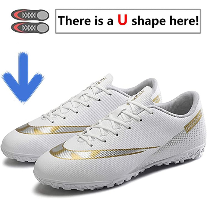 Дитячі футбольні бутси для хлопчиків та дівчаток, Indoor/Outdoor, Anti-Slip, з амортизацією (36 EU, Білий)