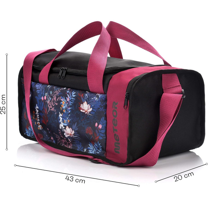 Спортивна сумка-торба Meteor для дітей та дорослих, водонепроникна сумка для басейну, фітнесу та подорожей, квітковий принт, 43x20x25 см, 20-40Л