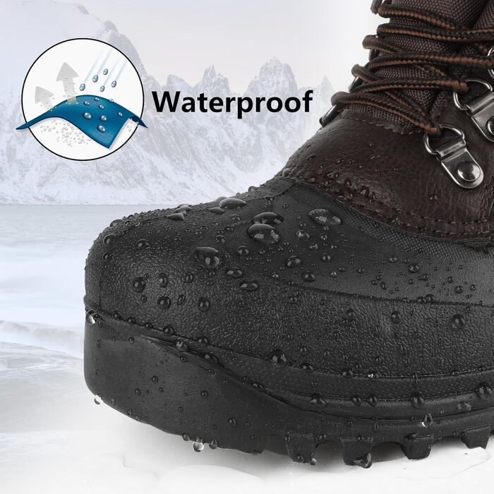 Водонепроникні зимові черевики Riehmot для жінок та чоловіків. Теплі, з підкладкою, антиковзні, для ходьби, трекінгу, роботи та катання на лижах. Розміри EU 36-47 (Новий, коричневий, 45 EU)