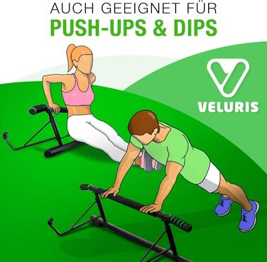 Турнік для дверного отвору Veluris, посилений, до 200 кг, 20 см вище, універсальний для підтягувань, віджимань і вправ на діпи, без монтажу