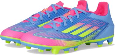 Футбольні бутси adidas F50 Club для унісекс, гнучка підошва, розмір 48 EU, Blue Fusion/Lucid Lemon/Lucid Pink